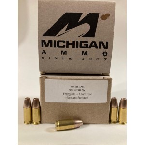 9mm 90gr. Frangible Flat Point Bullet [Box of 50] on Once-Fired Brass