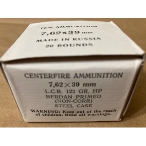 7.62x39 122gr. HP - 20 rounds per box