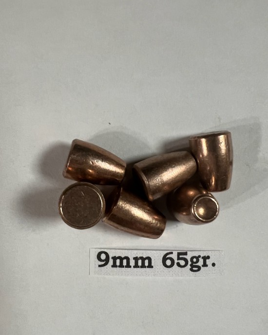 9mm 65gr. Frangible Flat Point [Sample Pack of 6] NOT LOADED AMMUNITION